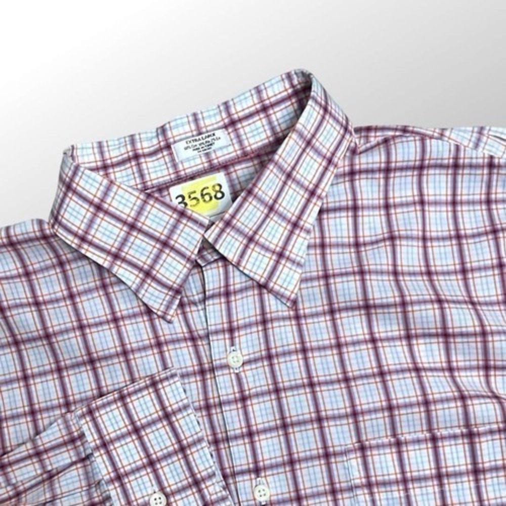 Peter Millar‎ Raspberry Plaid Long Sleeve Button Up Shirt Men XL Turkey